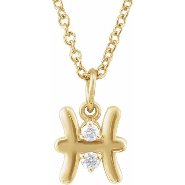 Pisces zodiac medallion zodiac necklace in 14k yellow gold