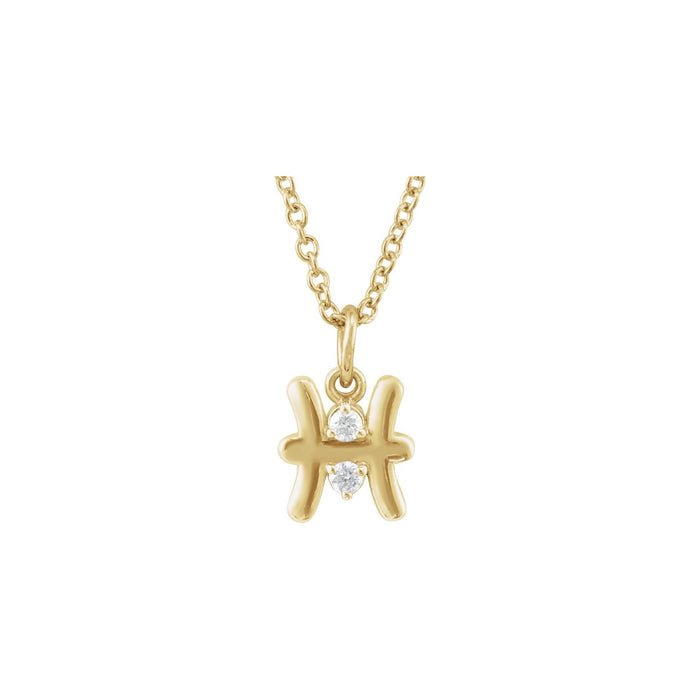 Pisces zodiac medallion necklace in 14K yellow gold