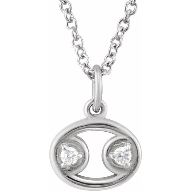 Cancer zodiac medallion zodiac necklace in 14k white gold