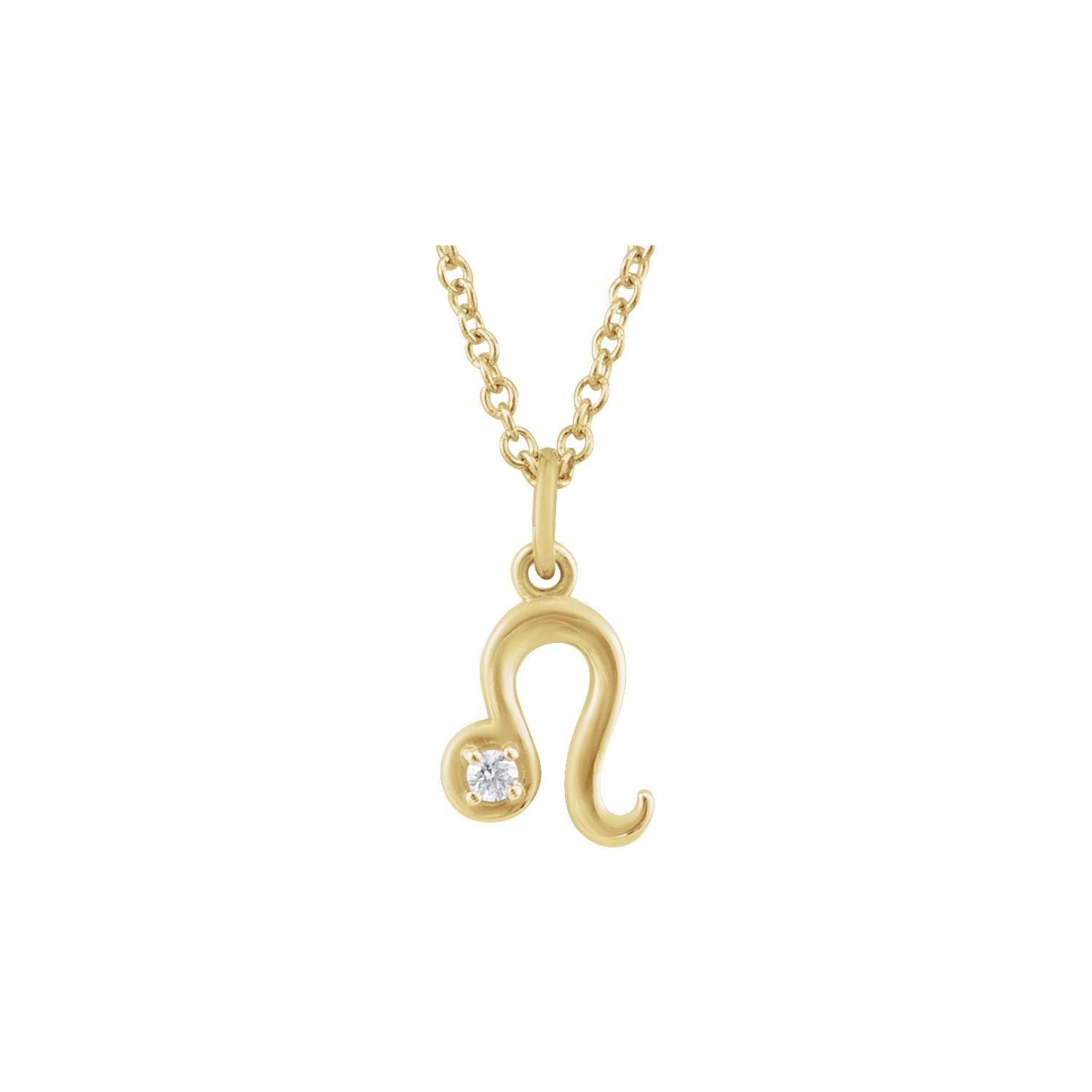 14K Yellow Gold Leo zodiac medallion necklace