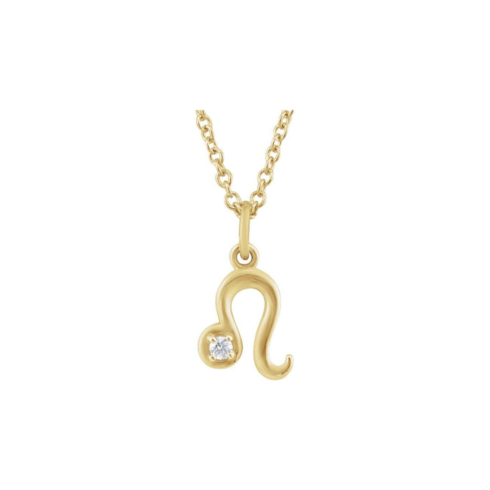 Leo Zodiac Natural Diamond Symbol Pendant in Solid 14K Gold