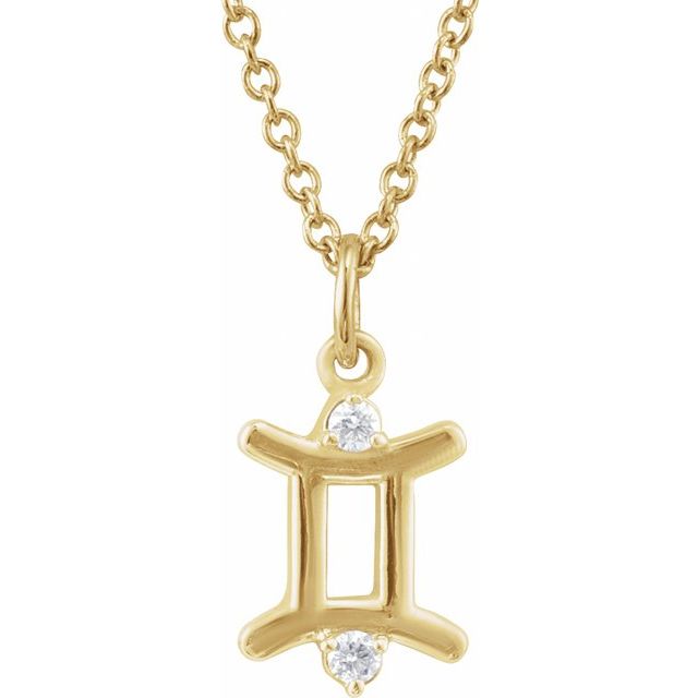 Gemini zodiac medallion zodiac necklace in 14k yellow gold
