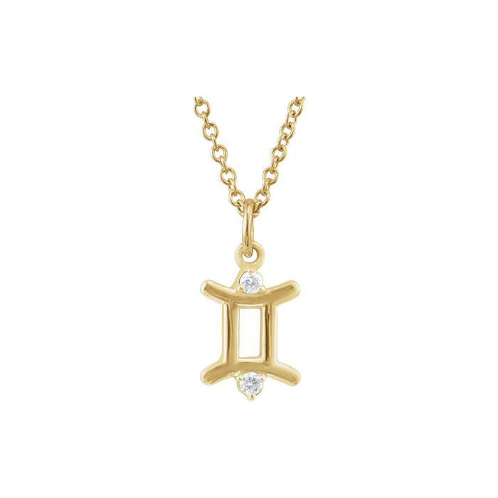 Gemini zodiac medallion necklace in 14K yellow gold