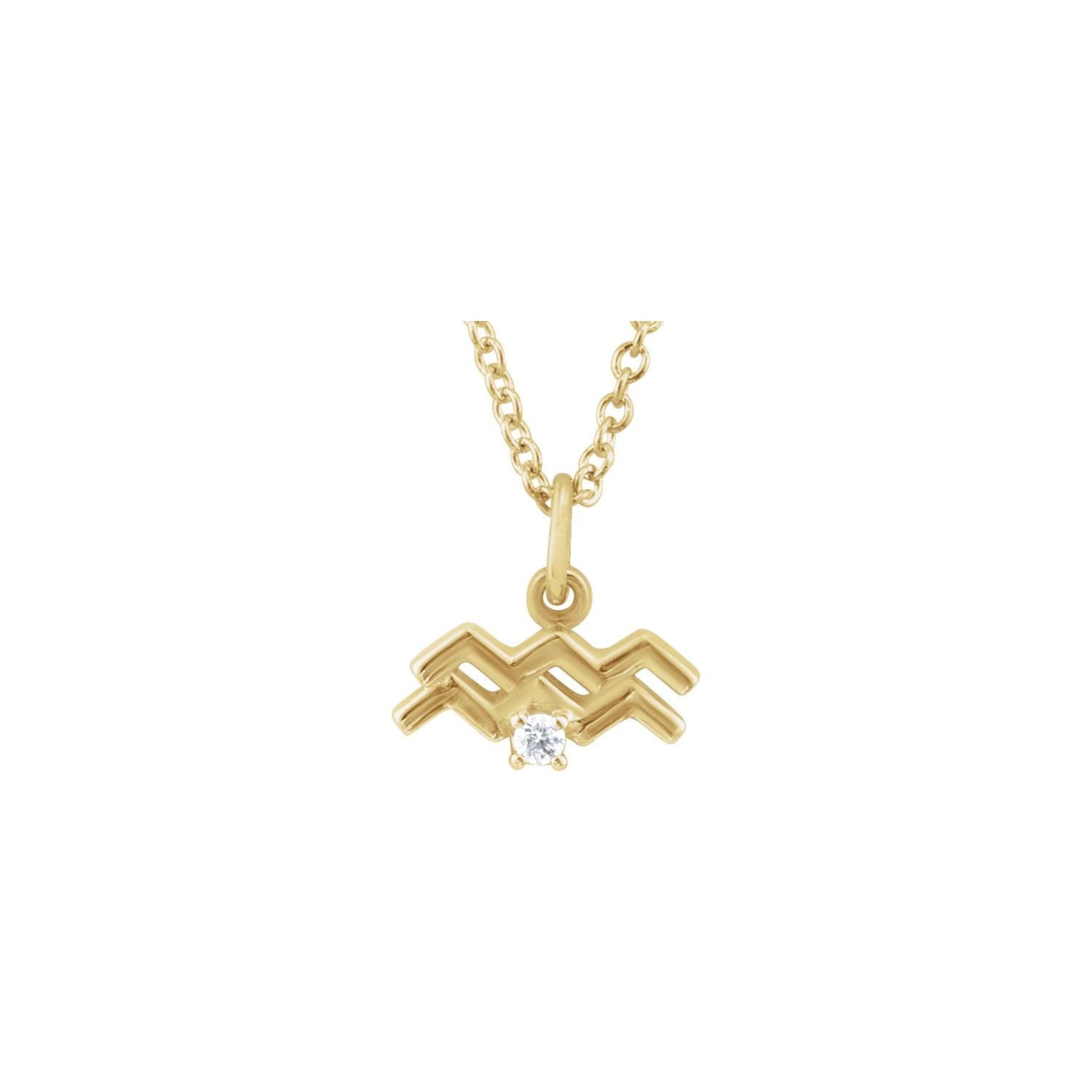 14K Yellow Gold Aquarius zodiac medallion necklace