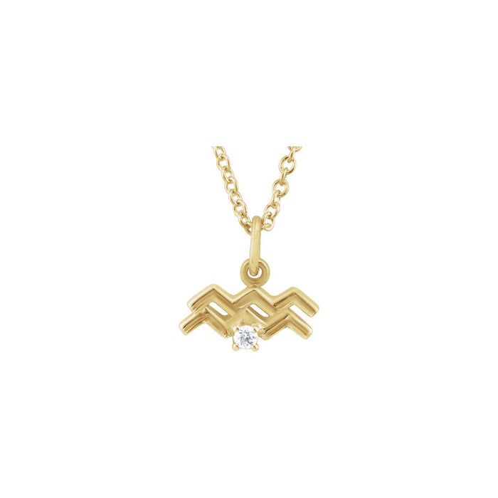 Aquarius zodiac medallion necklace in 14K yellow gold
