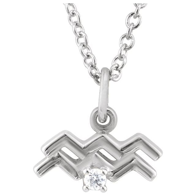 Aquarius zodiac medallion zodiac necklace in 14k white gold
