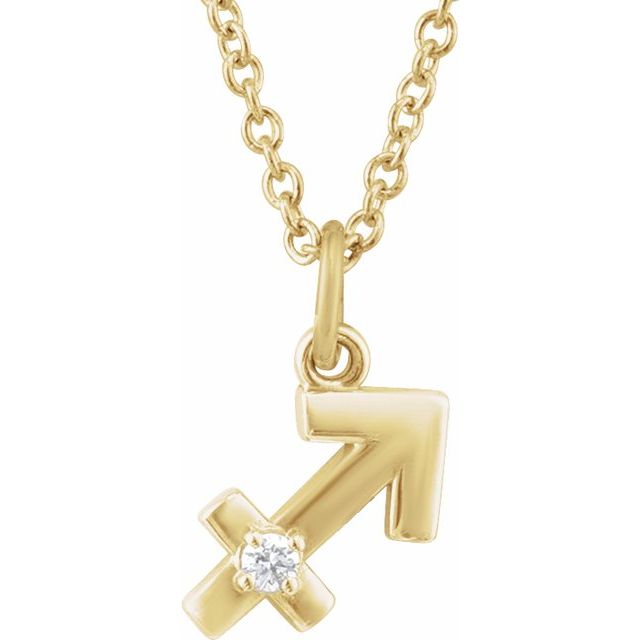 Sagittarius zodiac medallion zodiac necklace in 14k yellow gold