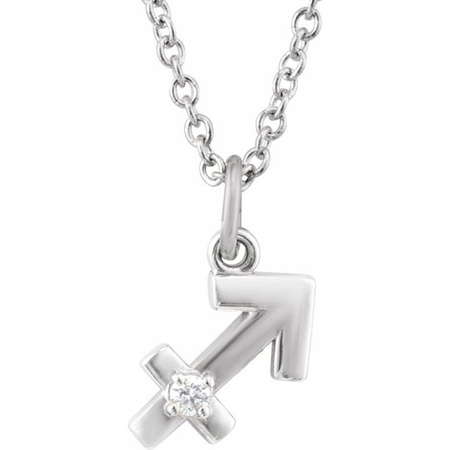 Sagittarius zodiac medallion zodiac necklace in 14k white gold