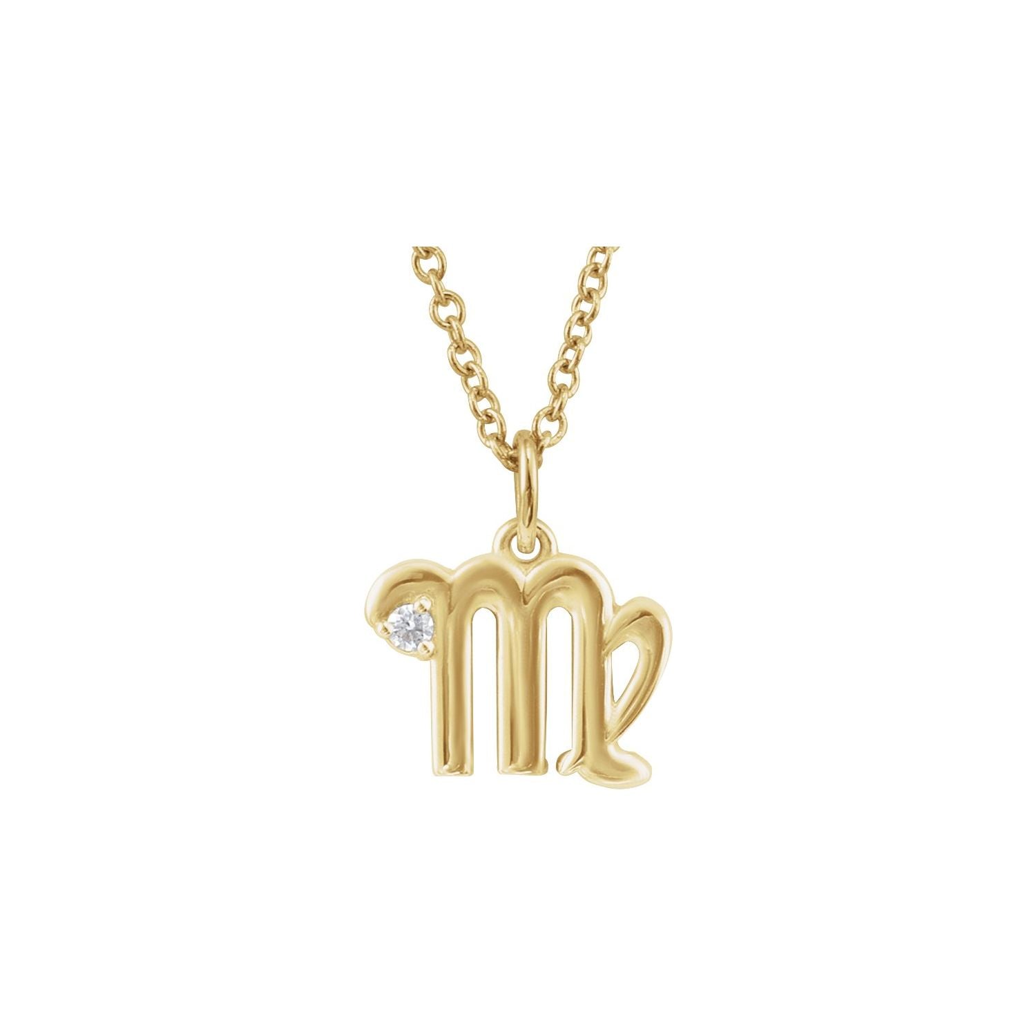 14K Yellow Gold Virgo zodiac medallion necklace