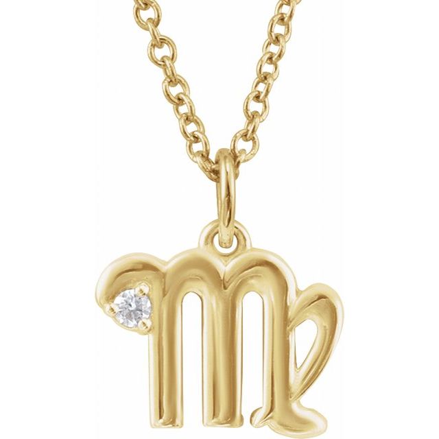 Virgo zodiac medallion zodiac necklace in 14k yellow gold