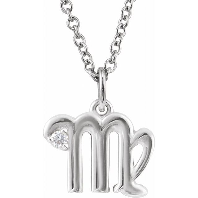 Virgo zodiac medallion zodiac necklace in 14k white gold