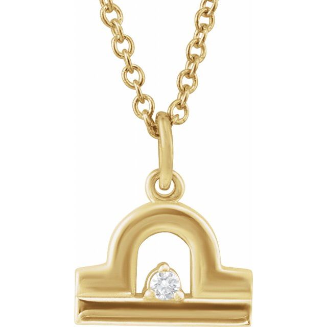 Libra zodiac medallion zodiac necklace in 14k yellow gold