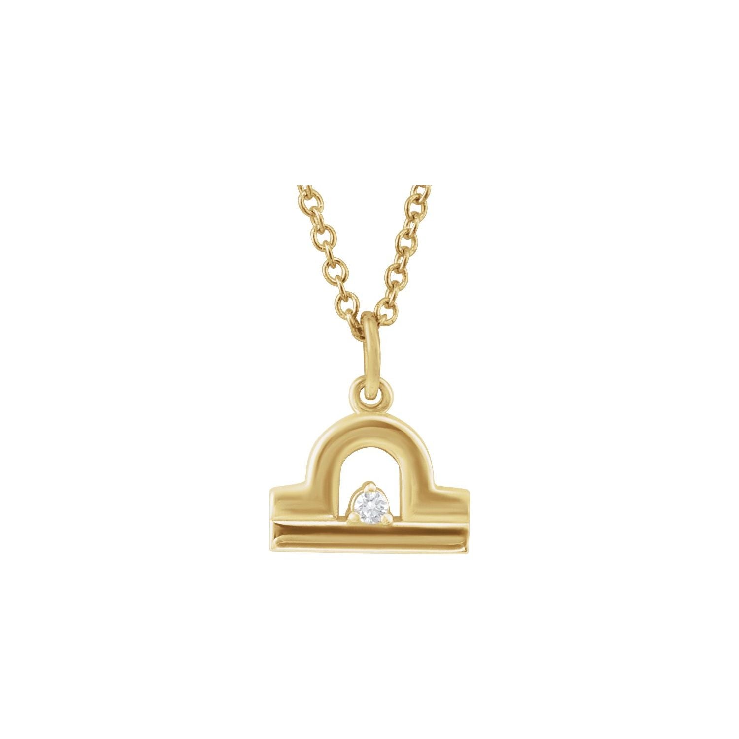 14K Yellow Gold Libra zodiac medallion necklace