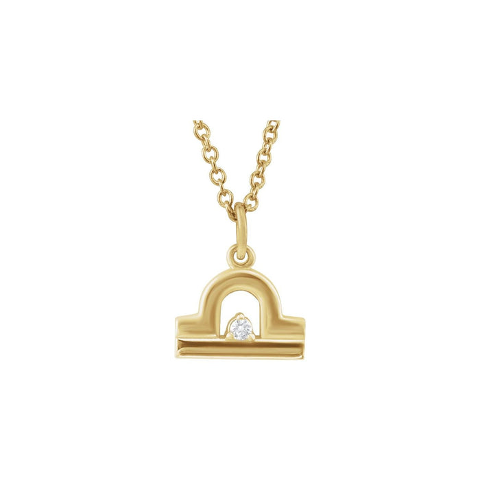 Libra Zodiac Natural Diamond Symbol Pendant in Solid 14K Gold