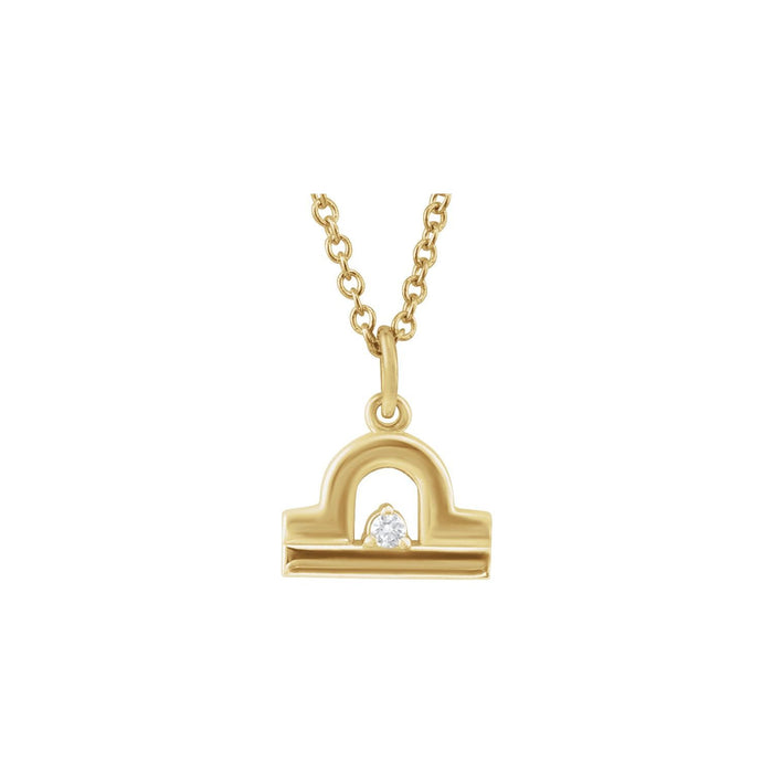 Libra zodiac medallion necklace in 14K yellow gold