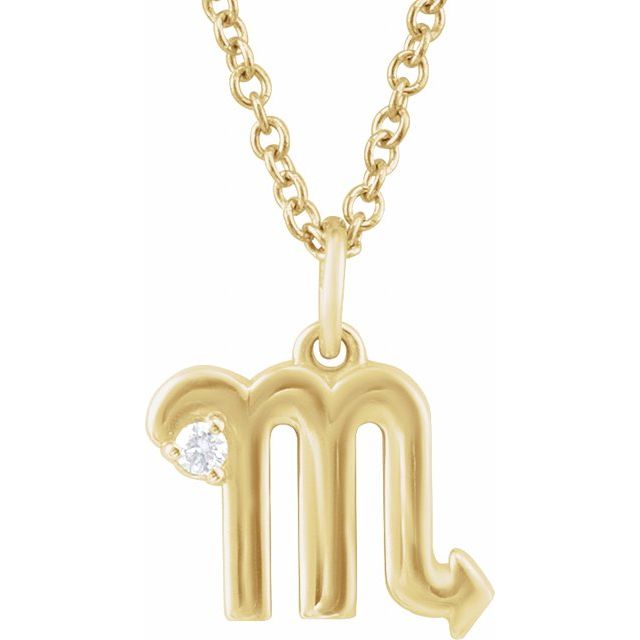 Scorpio zodiac medallion zodiac necklace in 14k yellow gold