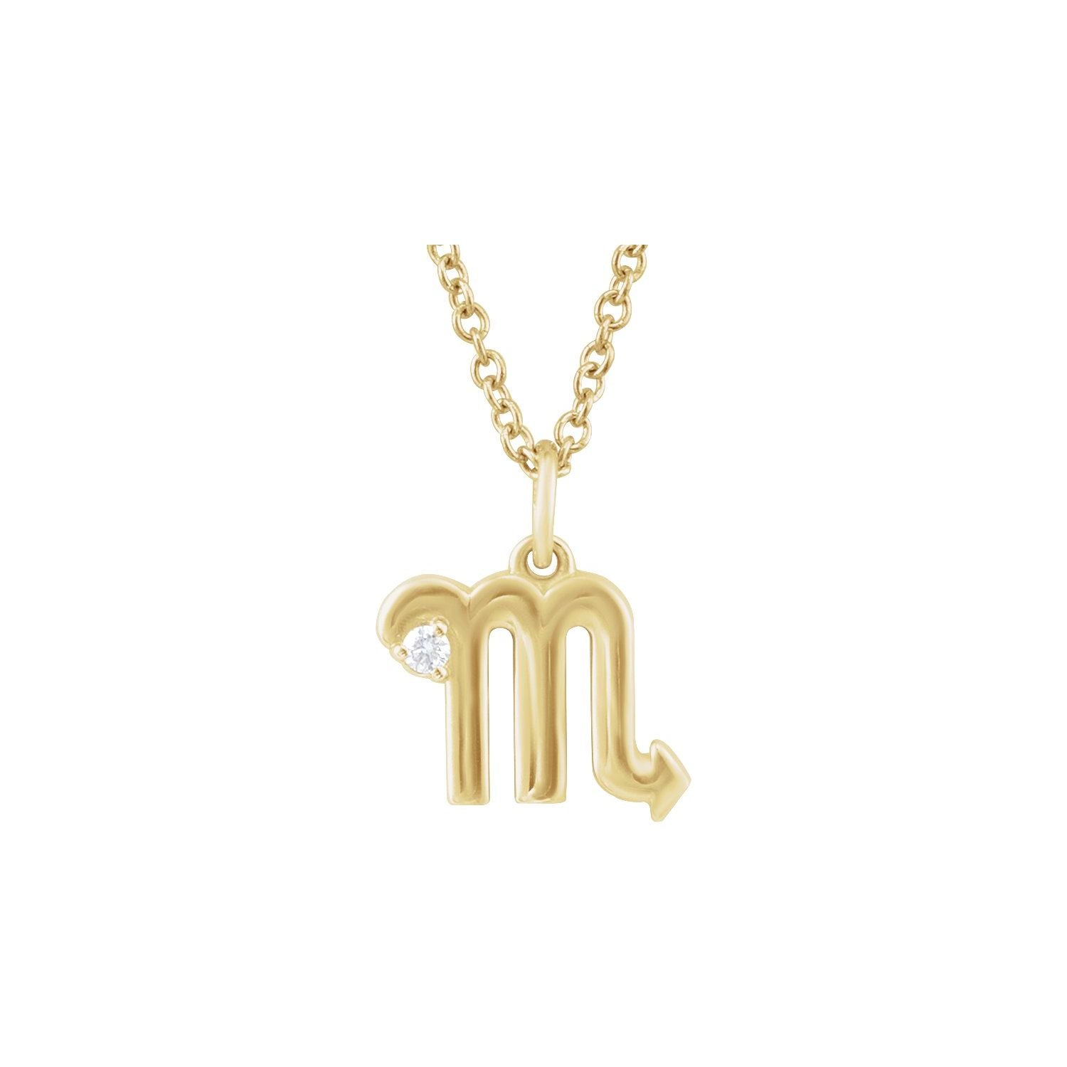 14K Yellow Gold Scorpio zodiac medallion necklace