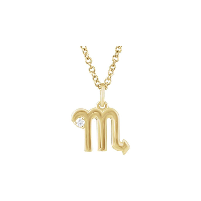 Scorpio Zodiac Natural Diamond Symbol Pendant in Solid 14K Gold