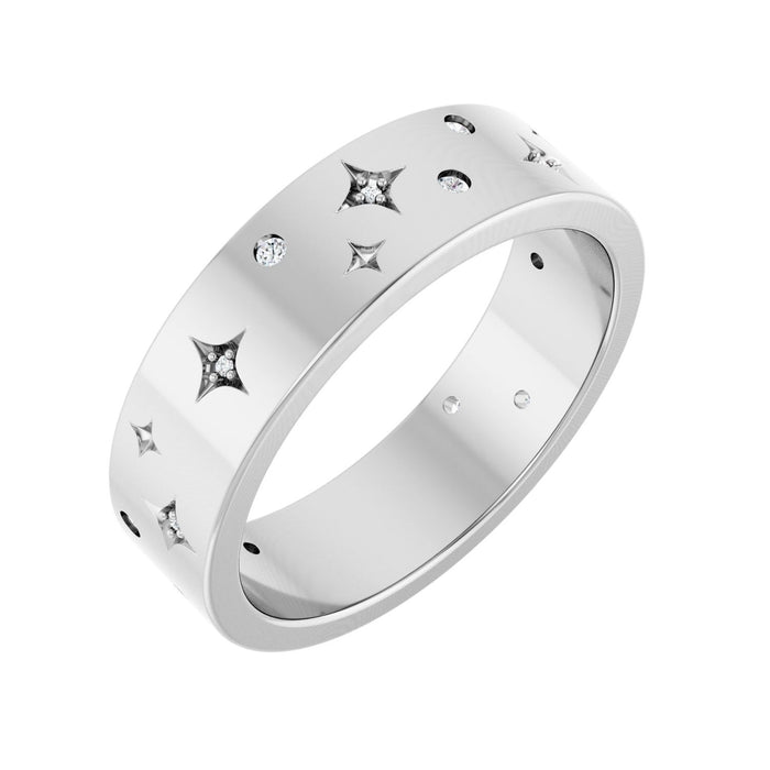 Men's Star-Set Diamond Band in white gold