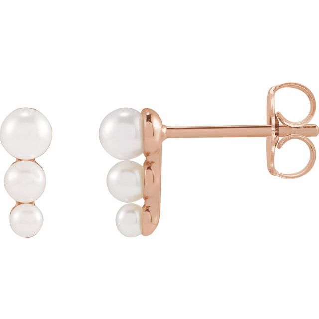 graduated freshwater pearl earrings in 14k rose gold