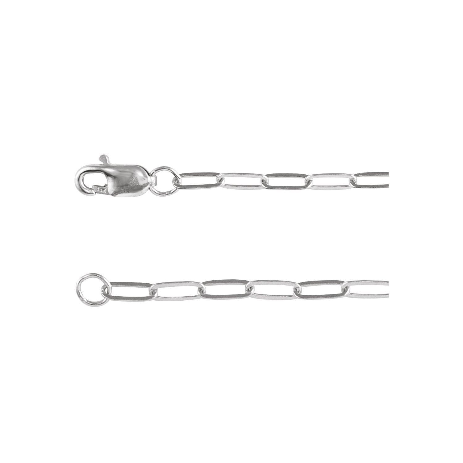 14K White Gold 2.1 mm paperclip chain necklace