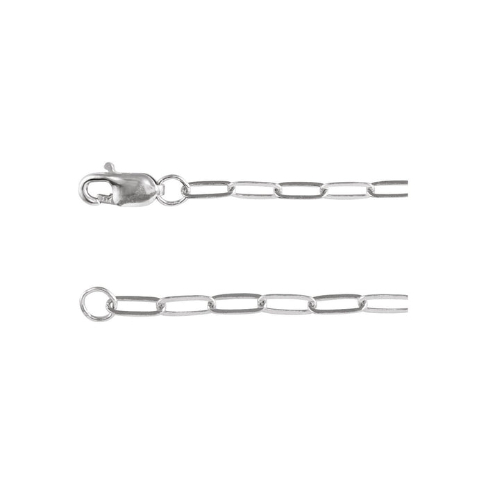 14K White Gold 2.1 mm paperclip chain necklace