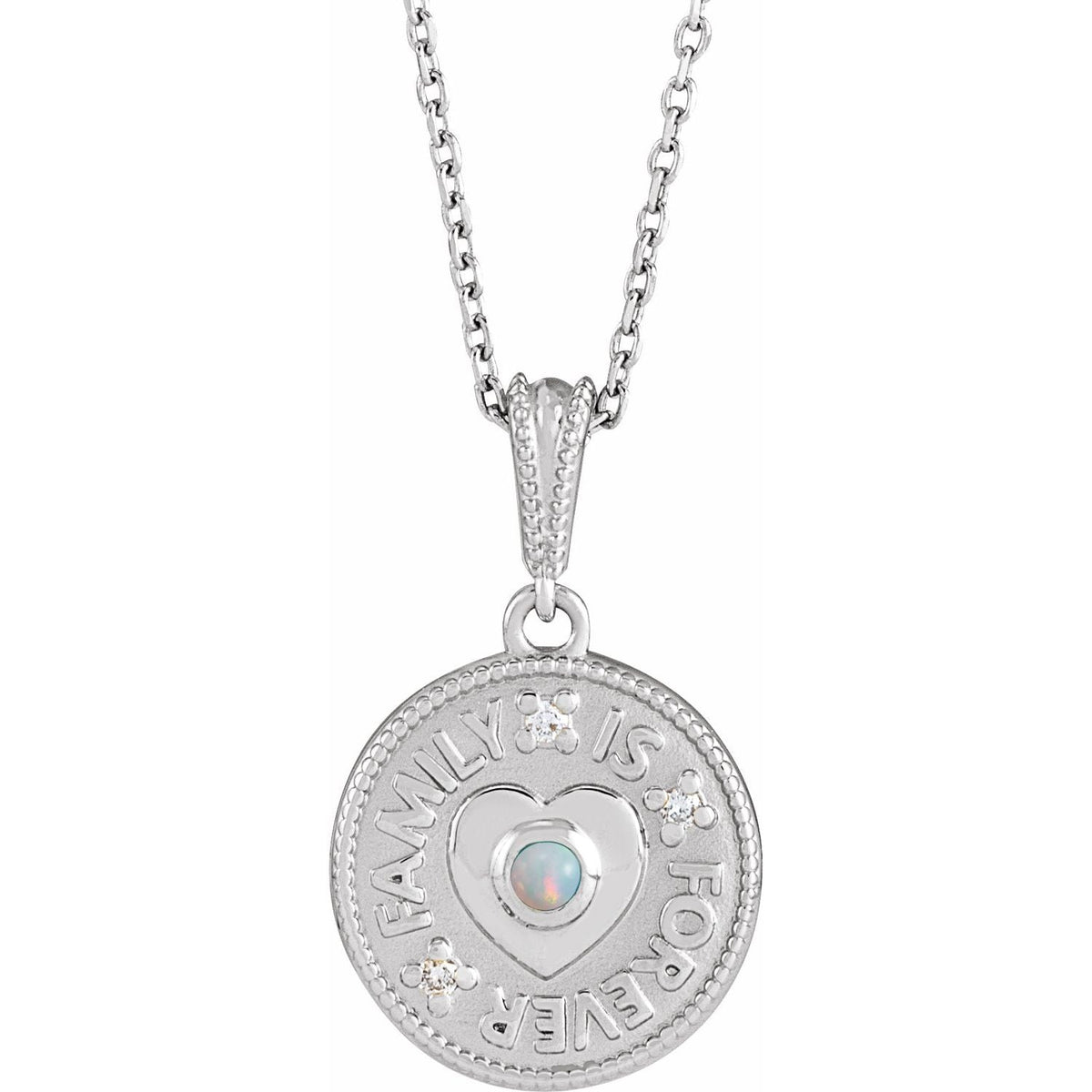 Opal 'Family Is Forever' Diamond Pendant
