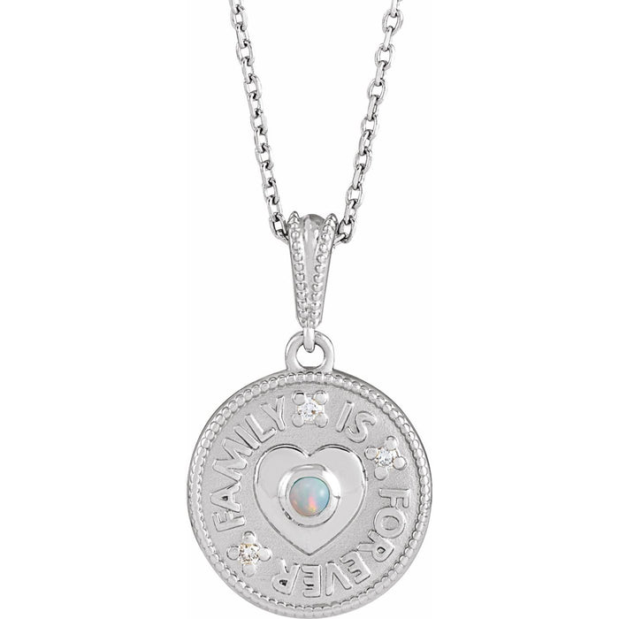 Opal 'Family Is Forever' Diamond Pendant