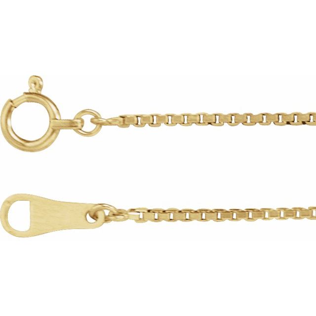 1mm box chain necklace in 18k yellow gold, 16 inch