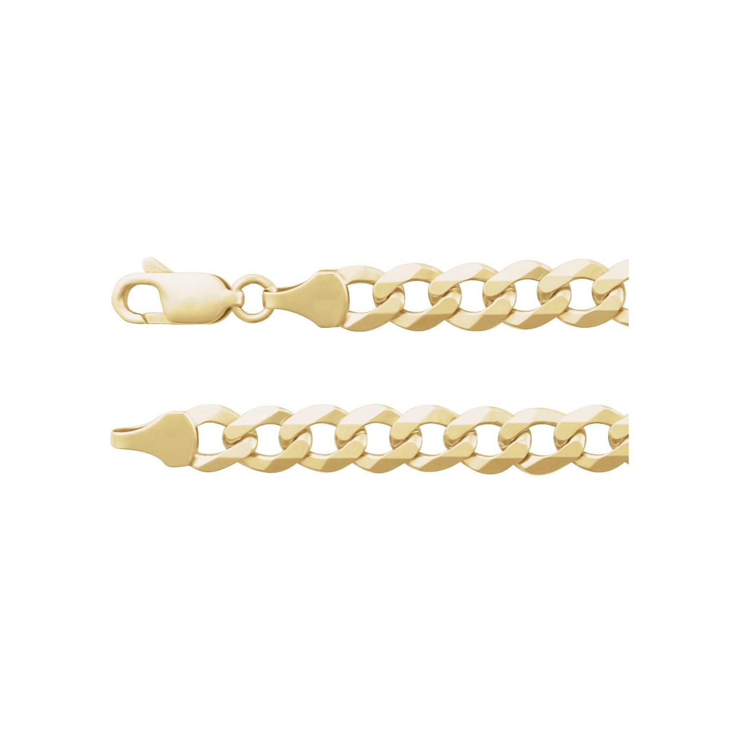 14K Yellow Gold 7 mm curb chain necklace