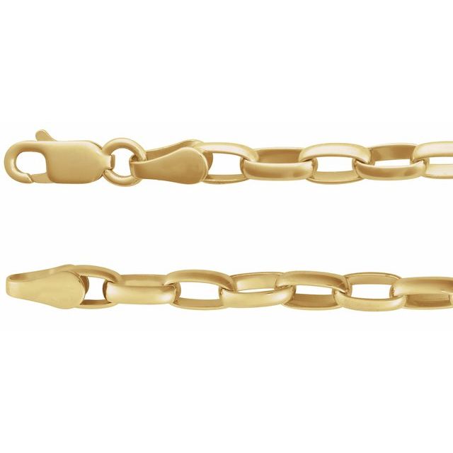 4mm oval cable chain necklace in 14k yellow gold, 16"