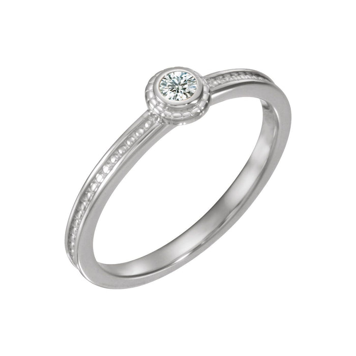 14K White Gold Round Diamond stackable ring