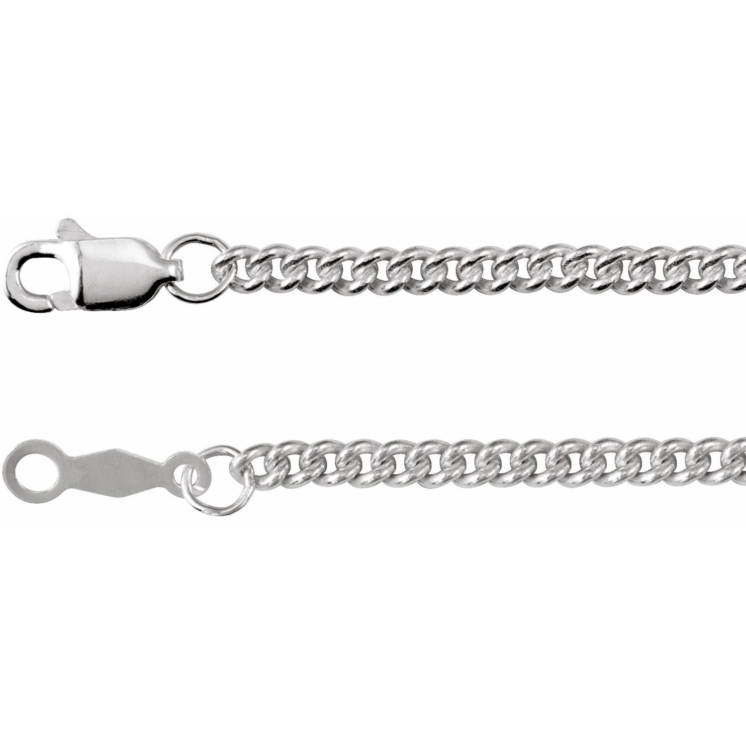 14K White Gold 2.25 mm curb chain necklace