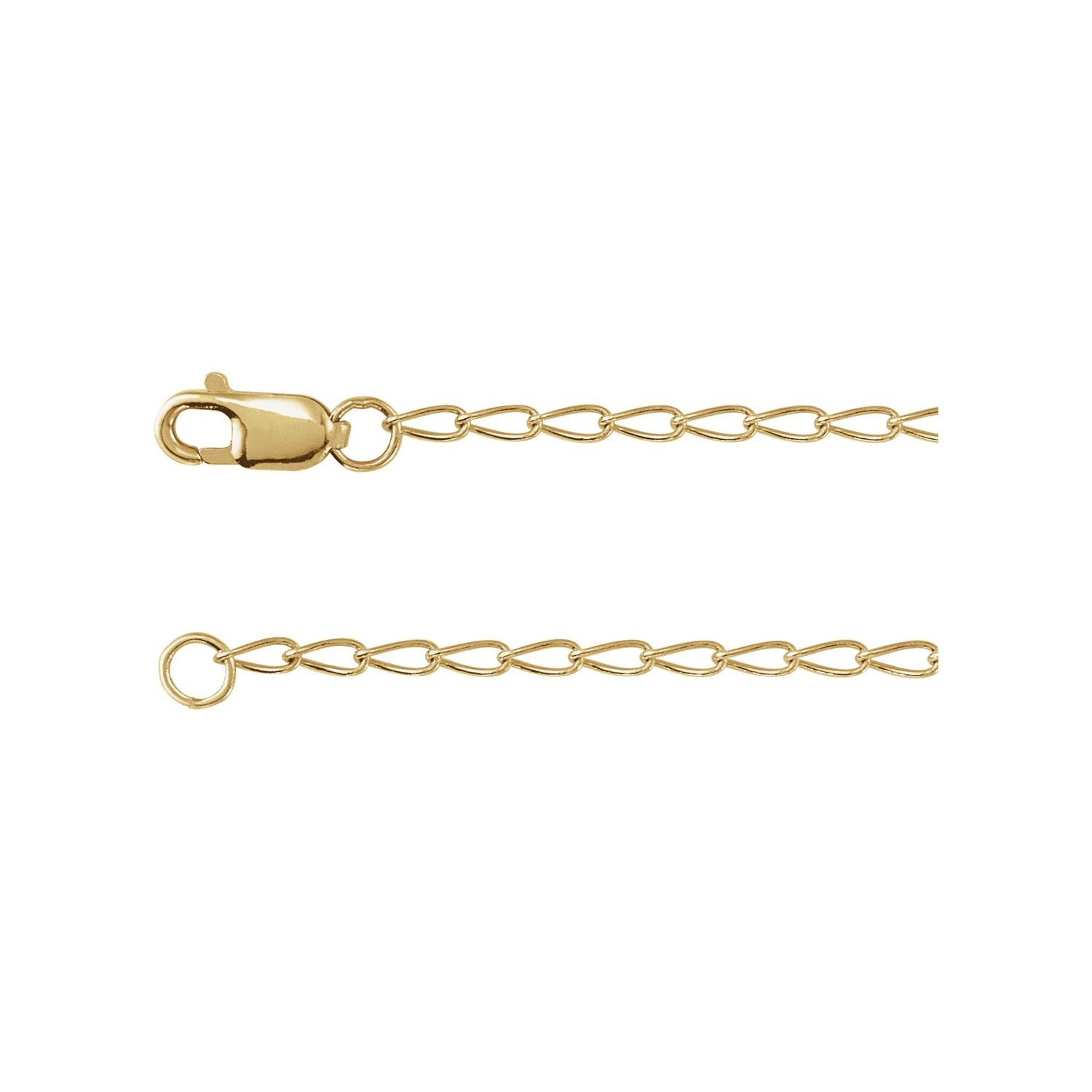 14K Yellow Gold 1.6 mm elongated curb chain necklace