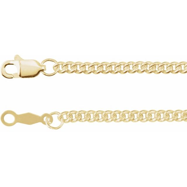 2.25mm curb chain necklace in 14k yellow gold, 16 inch