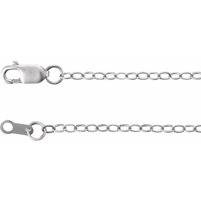 1.7mm flat cable chain necklace in 14k white gold, 16"