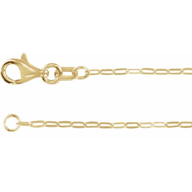1.25mm paperclip chain necklace in 14k yellow gold, 16 inch