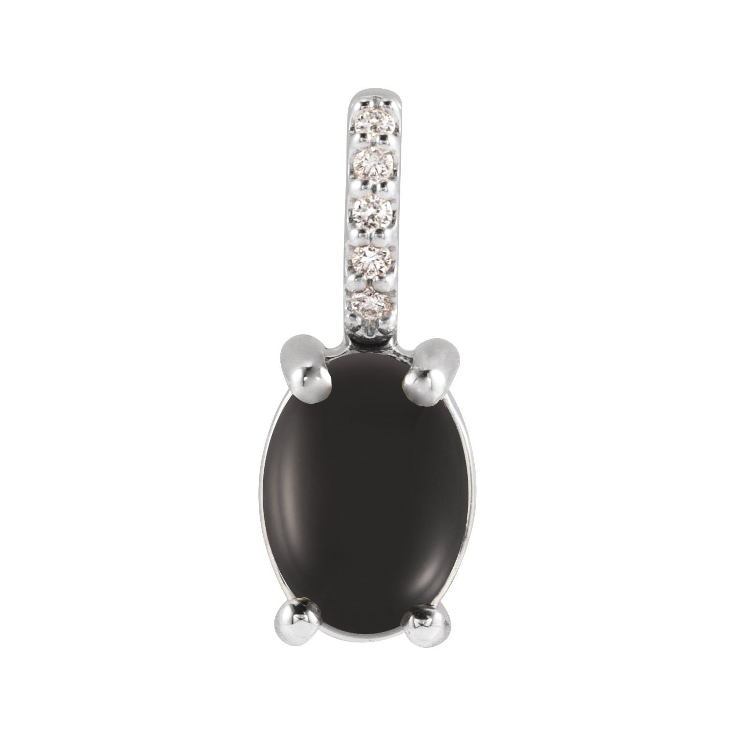14K White Gold Onyx & Diamond Charm Necklace