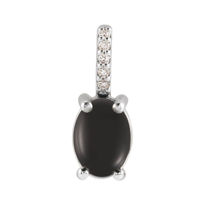14K White Gold Onyx & Diamond Charm Necklace
