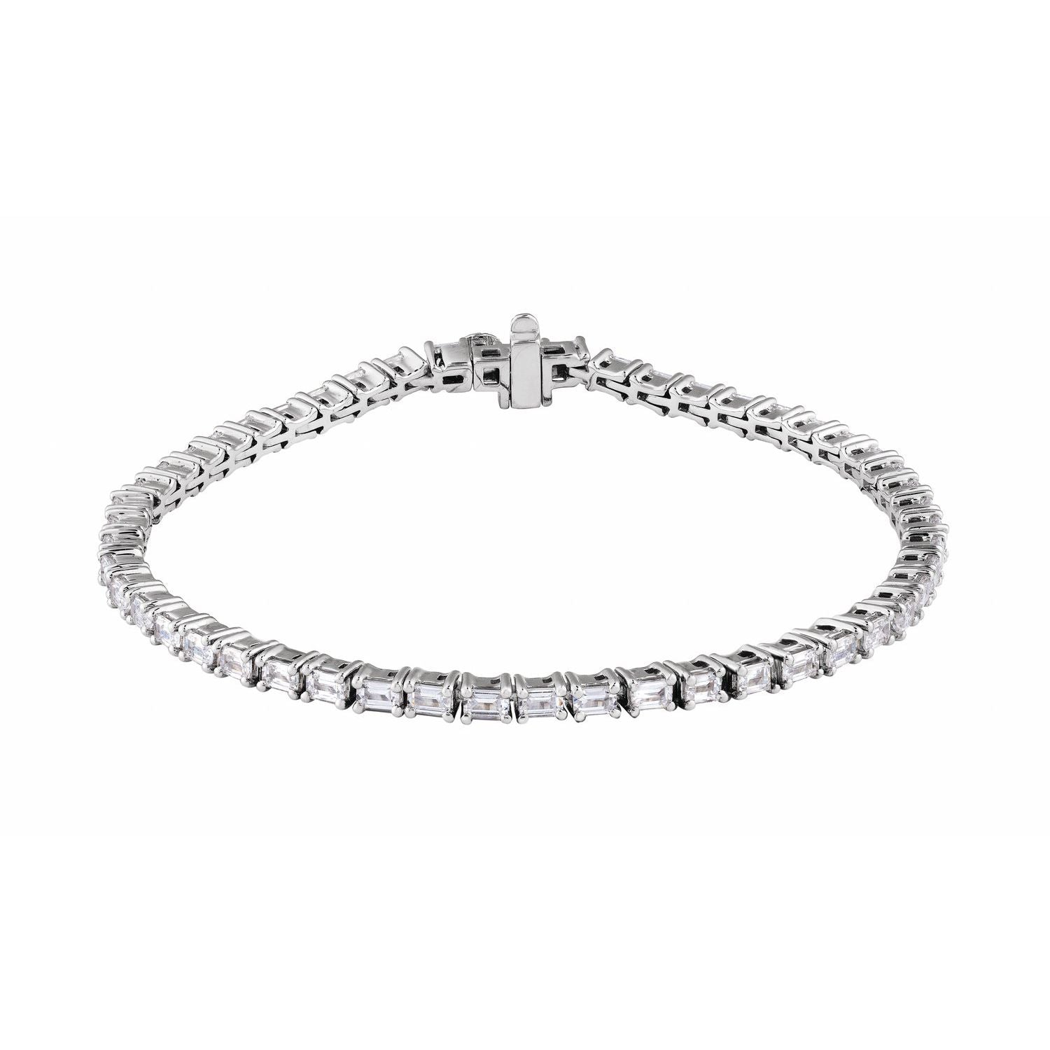 14K White Gold round lab-grown diamond tennis bracelet