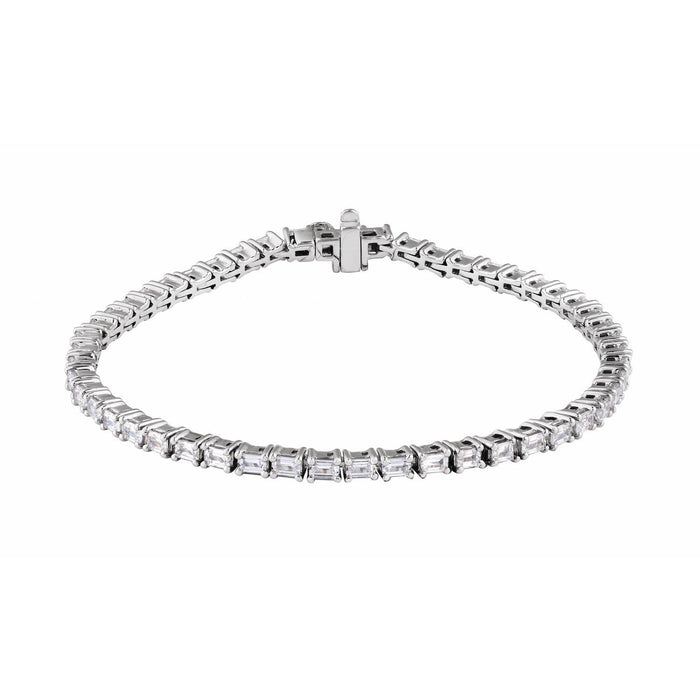 14K White Gold round lab-grown diamond tennis bracelet
