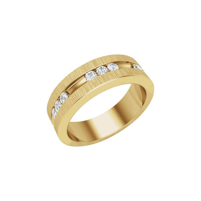 White Gold brushed flush-set five-stone men's diamond wedding band, 0.50 ctw natural round diamonds