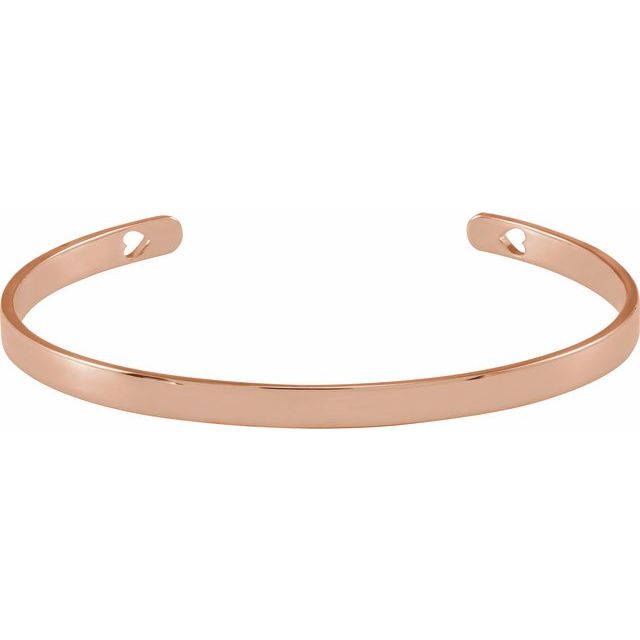 engravable pierced heart cuff bracelet in 14k rose gold