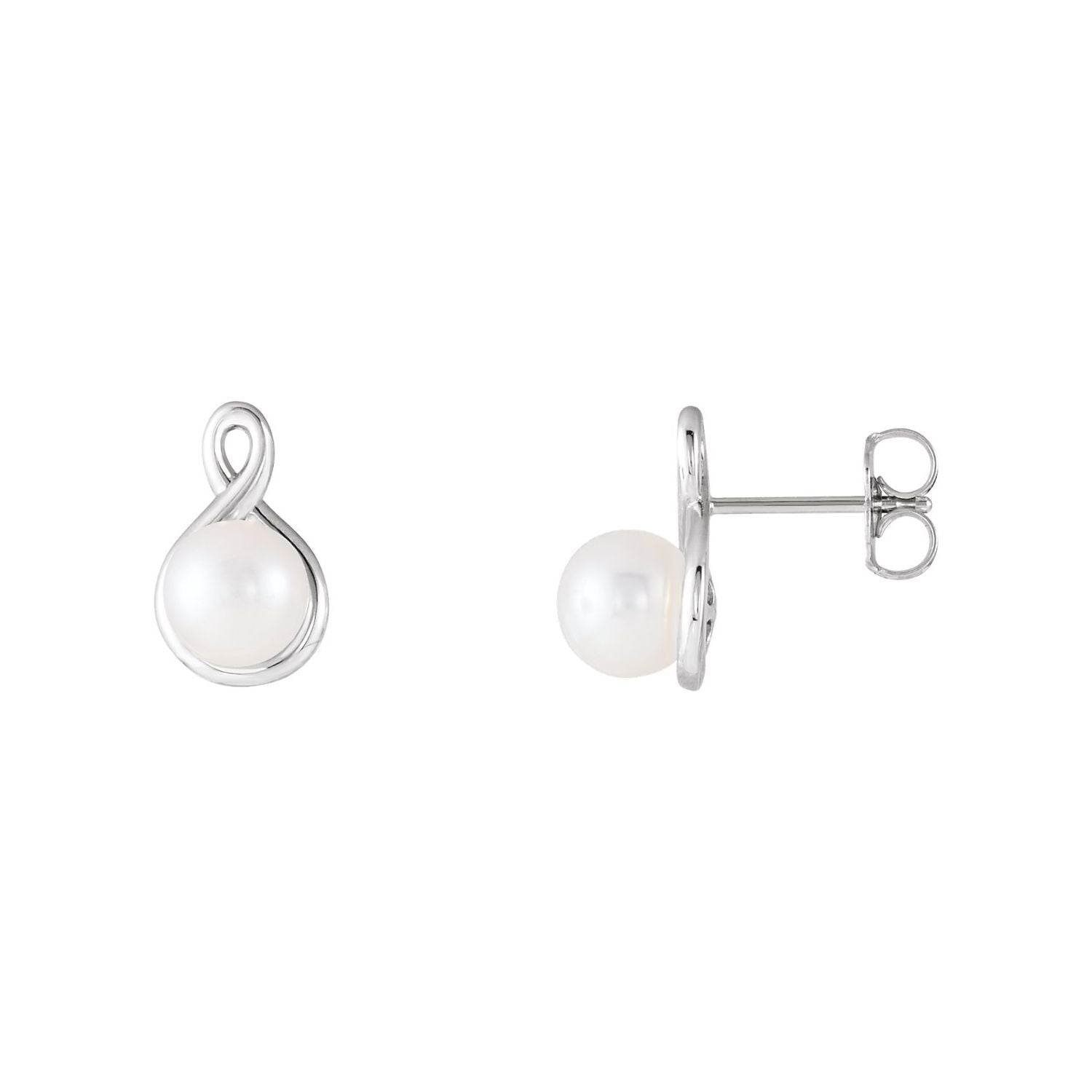 freshwater cultured pearl stud earrings in 14k white gold