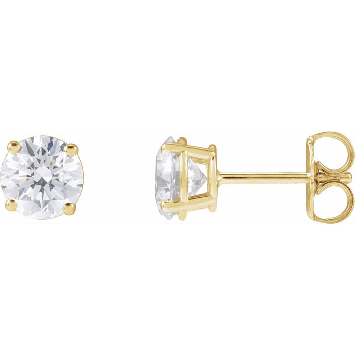 1 1/2 ct Round Lab-Grown Diamond Stud Earrings - 14K Yellow Gold