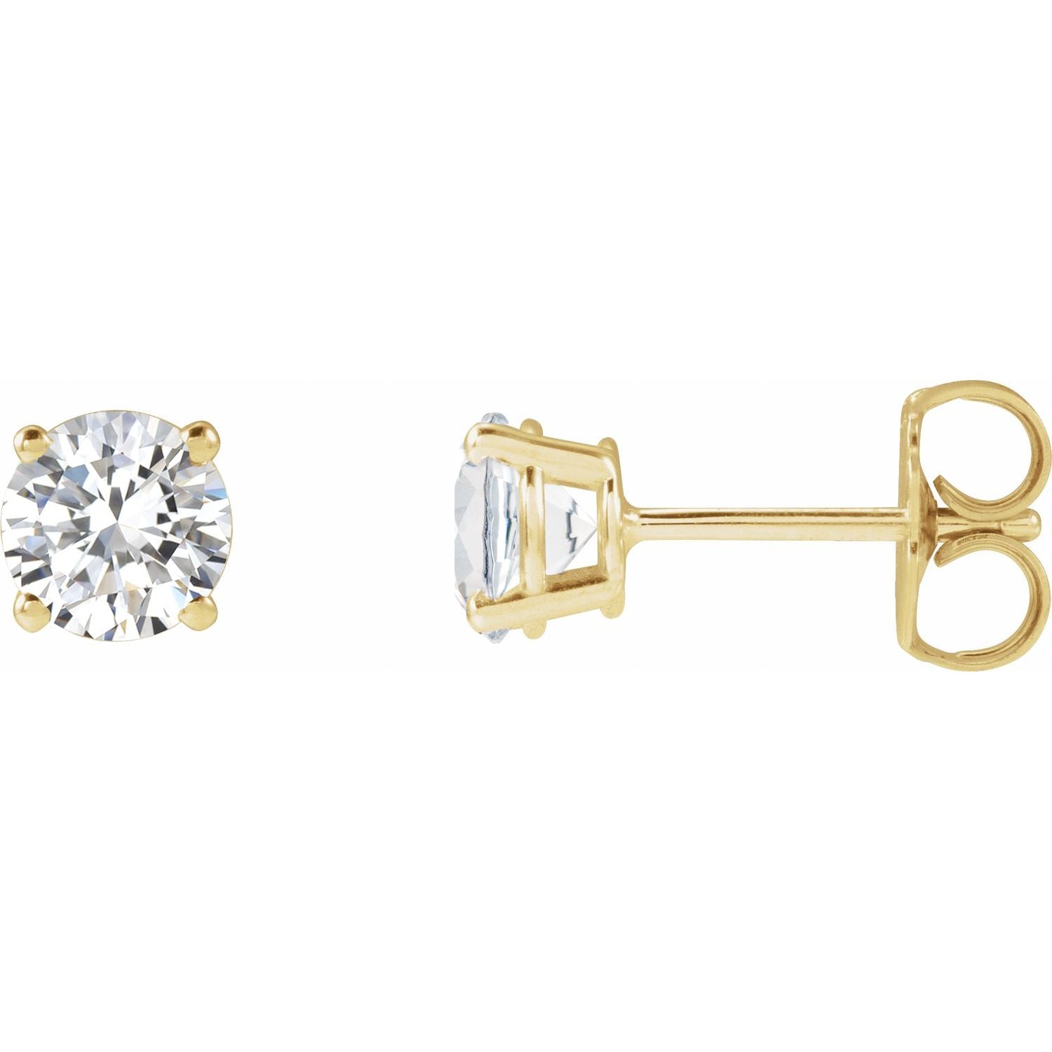 1 ct Round Lab-Grown Diamond Stud Earrings - 14K Yellow Gold