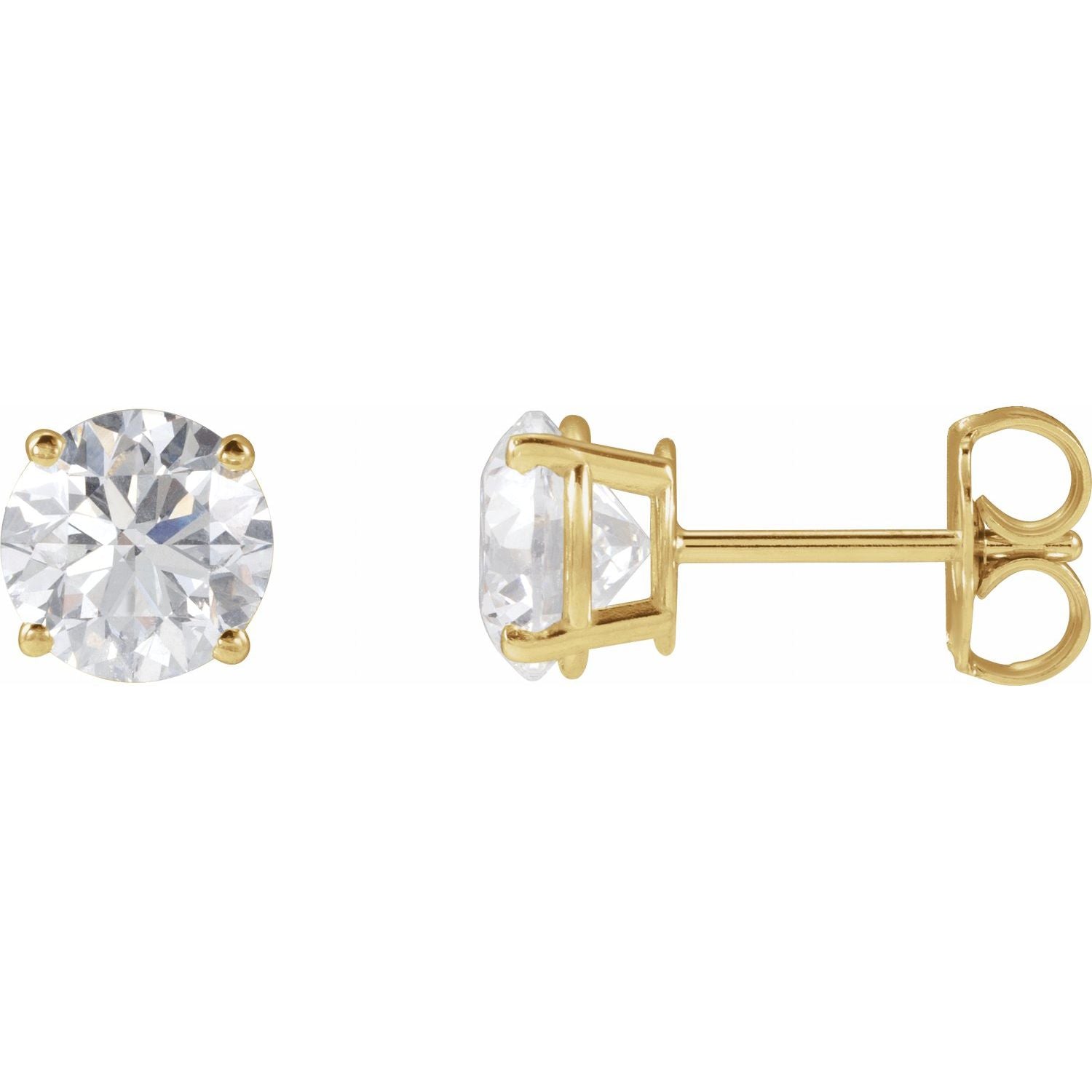 2 ct Round Lab-Grown Diamond Stud Earrings - 14K Yellow Gold
