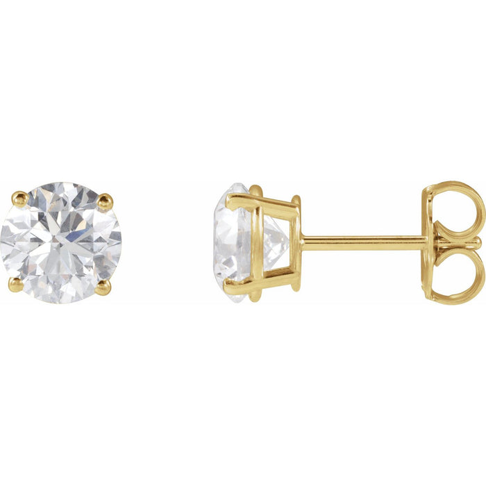 2 ct Round Lab-Grown Diamond Stud Earrings - 14K Yellow Gold