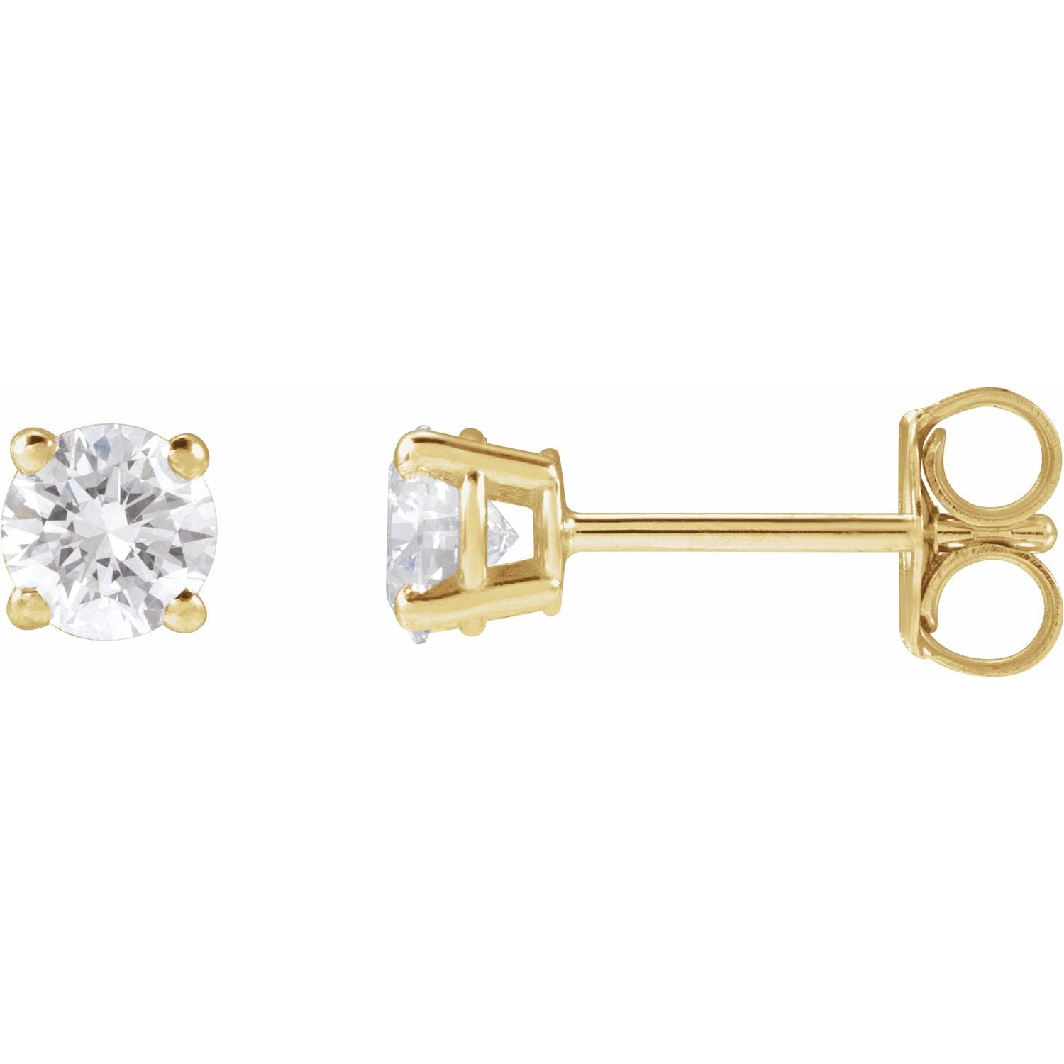 1/2 ct Round Lab-Grown Diamond Stud Earrings - 14K Yellow Gold