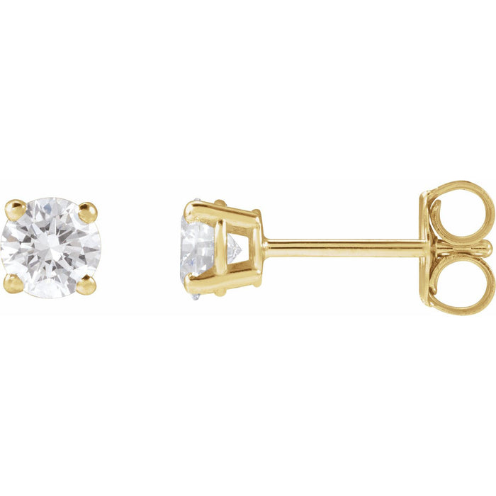 1/2 ct Round Lab-Grown Diamond Stud Earrings - 14K Yellow Gold